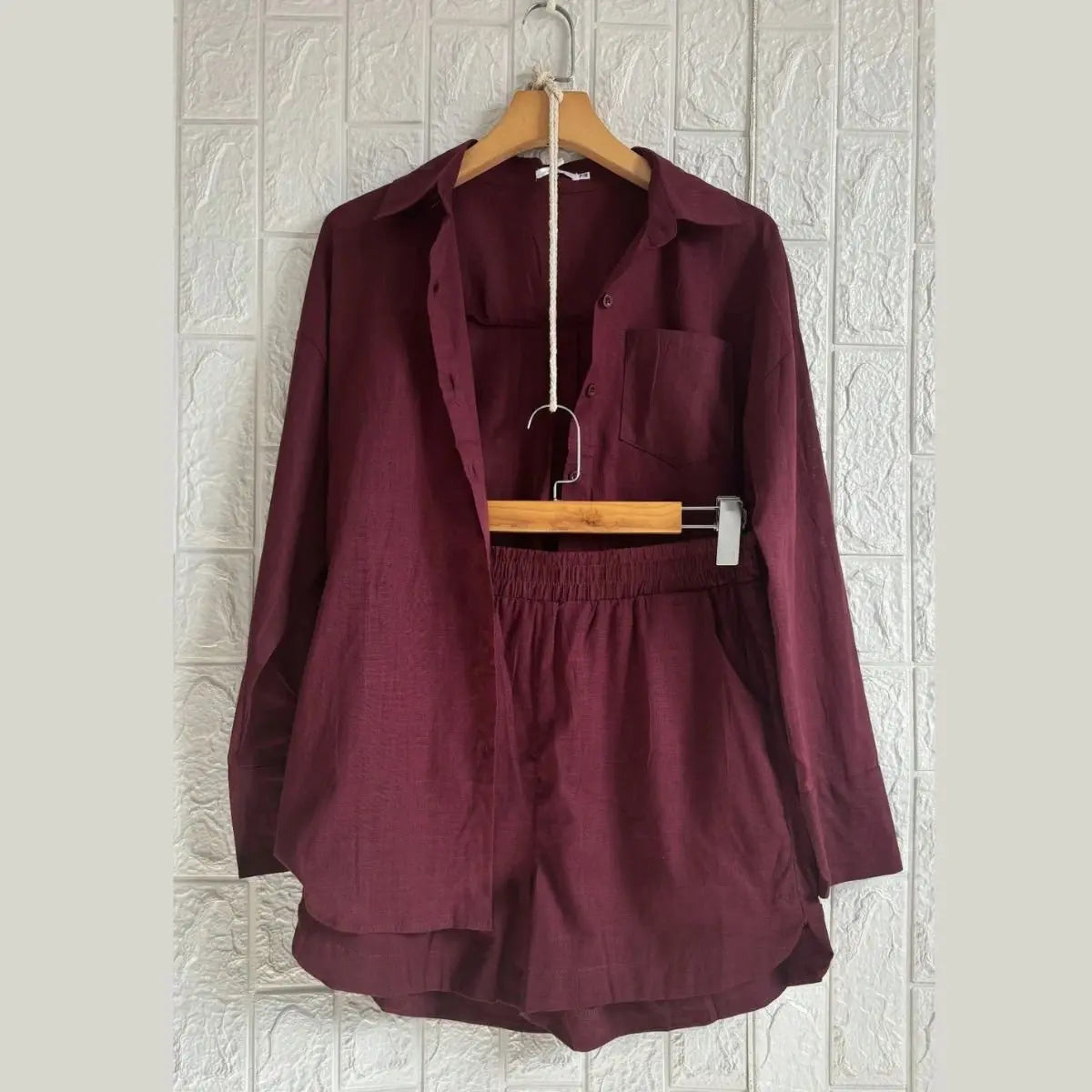 Conjunto Feminino Brisa - Camisa e Shorts de Linho (ÚLTIMAS UNIDADES)