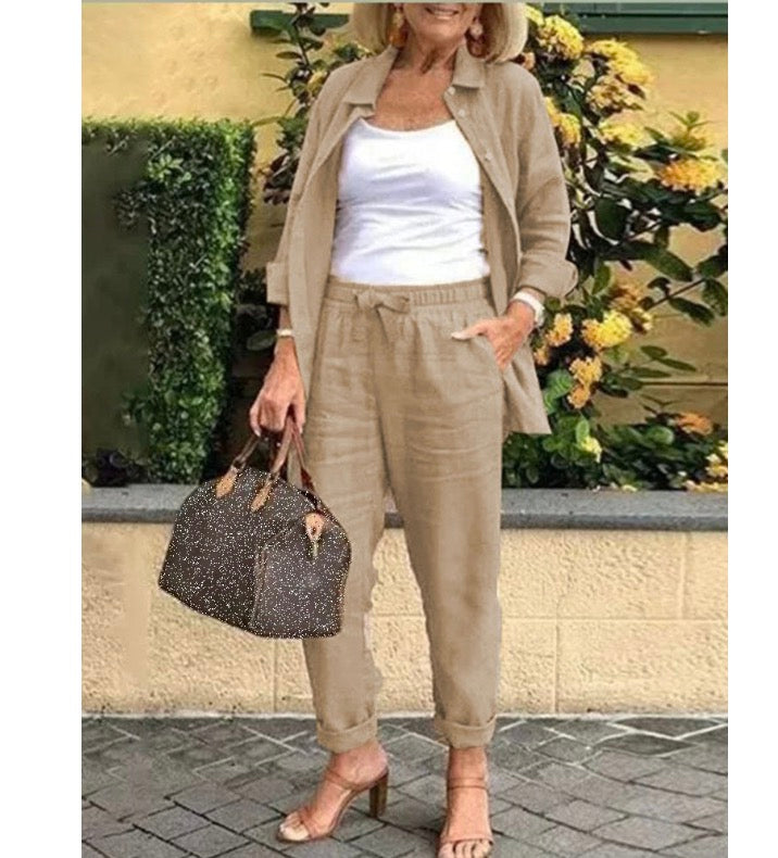 Conjunto Casual Soft | Blusa botão + Calça | PROMOÇÃO DE VERÃO