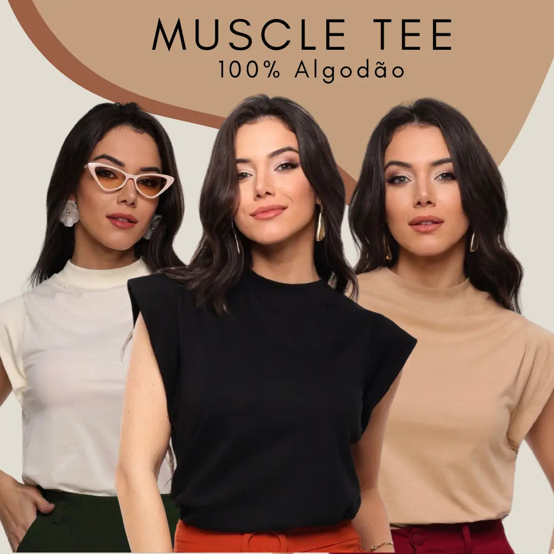 (KIT COM 3) Camiseta Muscle Tee Regata Ampla Ombreira