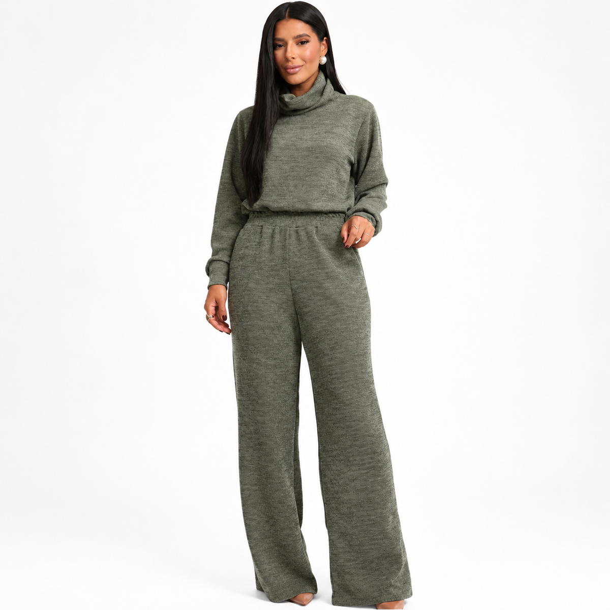 Conjunto Feminino Gola Alta Malha Rib (PROMOÇÃO DE INVERNO)