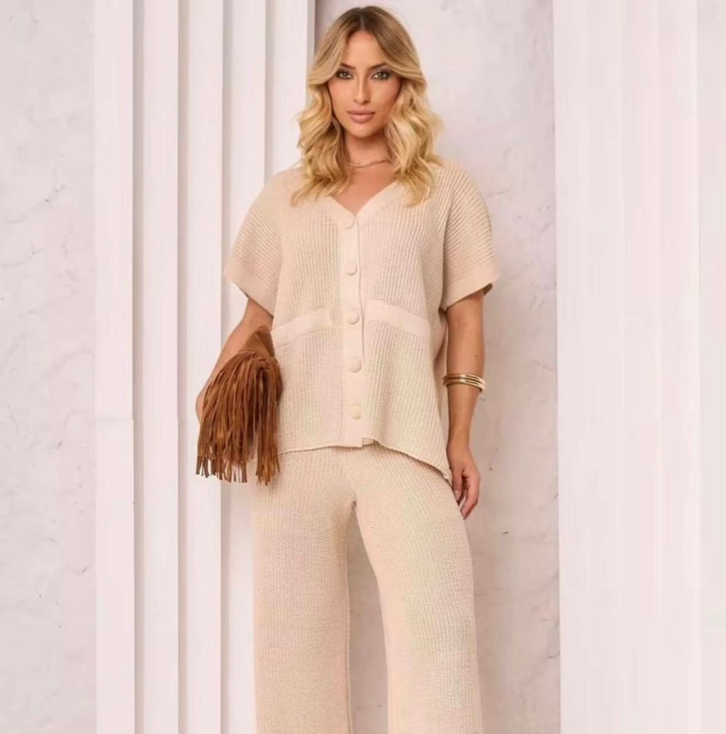 Conjunto Feminino Tricot com Calça Pantalona e Blusa Regata 2026 (PROMOÇÃO DE DIA DAS MÃES))