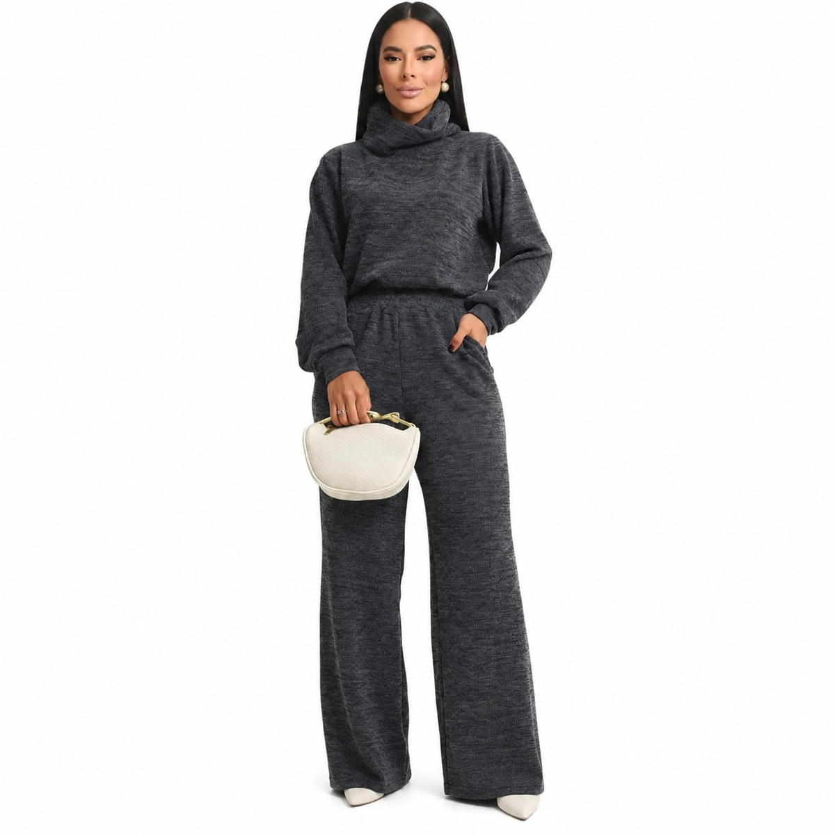 Conjunto Feminino Gola Alta Malha Rib (PROMOÇÃO DE INVERNO)