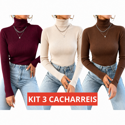 (KIT COM 3) Cacharrel Tricot Gola Alta - PROMOÇÃO DE INVERNO