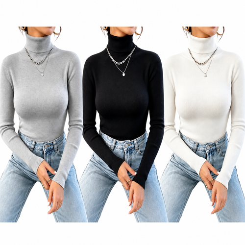 (KIT COM 3) Cacharrel Tricot Gola Alta - PROMOÇÃO DE INVERNO