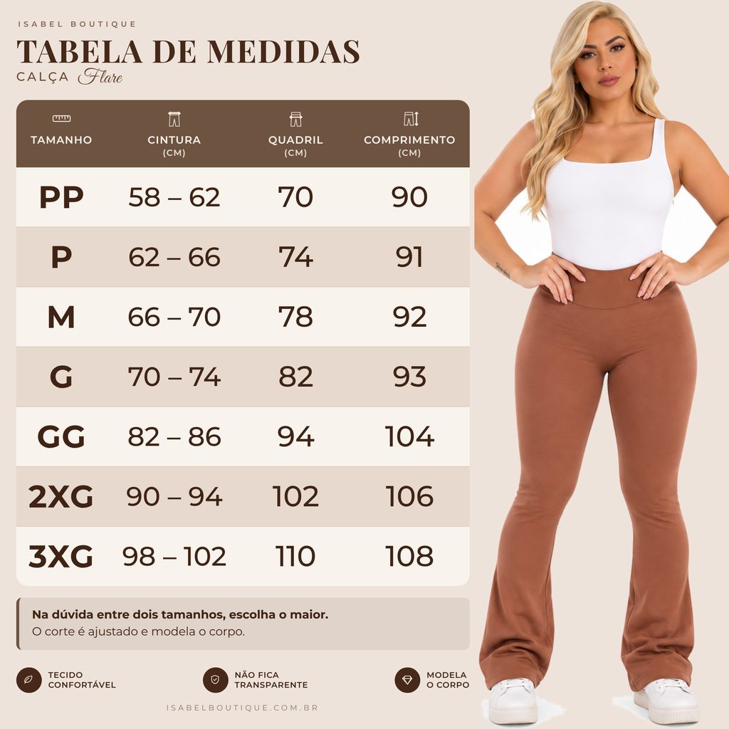 (KIT COM 3) Calça Legging Flare Flanelado (MEGA PROMOÇÃO)