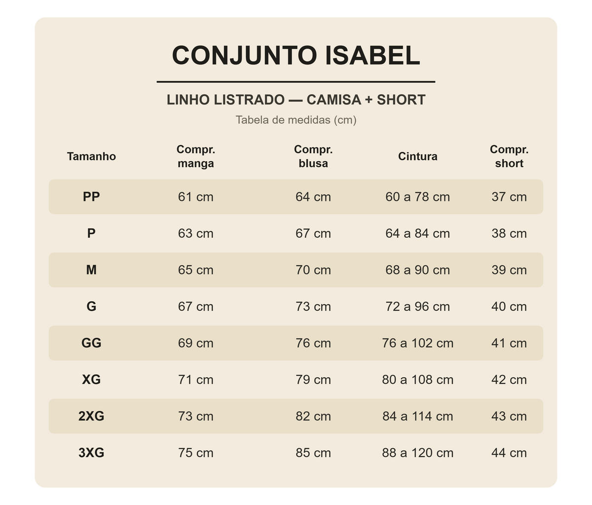 Conjunto Isabel Linho Listrado - Camisa e Short (PROMOÇÃO DE OUTONO)